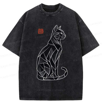 Tokyo-Tiger Mystic Cat: A Modern Design Washed T-Shirt