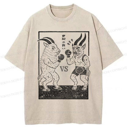 Tokyo-Tiger The Fight of the Century: Black Phillip vs Krampus Washed T-Shirt