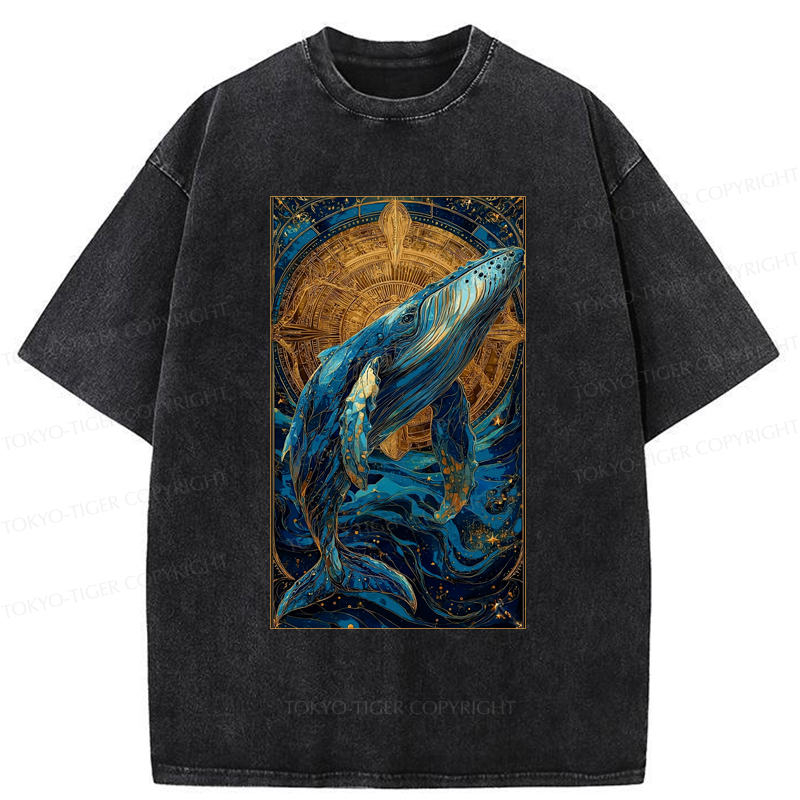 Tokyo-Tiger The Celestial Whale: Guardian Of The Stars Washed T-Shirt