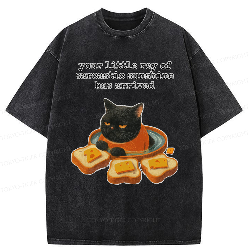Tokyo-Tiger Funny Cat：Your little Ray Of Sarcastic Sunshine Has Arrived Washed T-Shirt