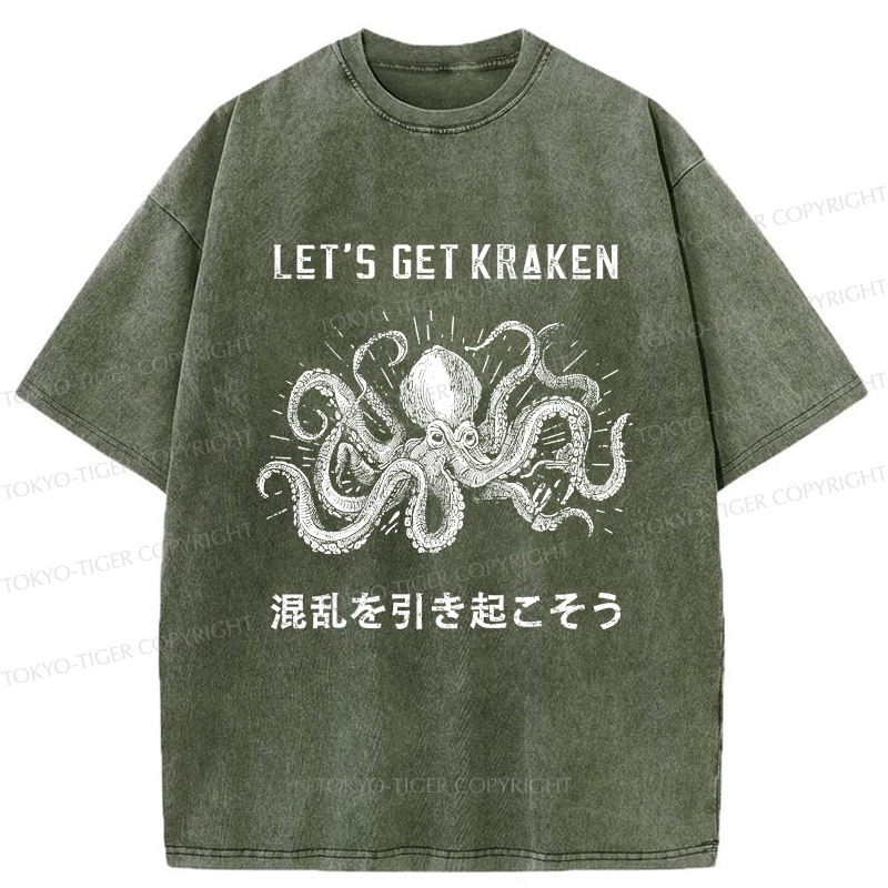 Tokyo-Tiger Funny Octopus：Let’s Get Kraken Washed T-Shirt