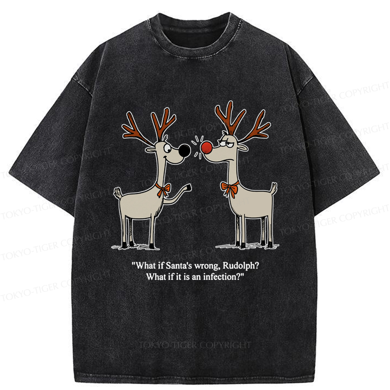 Tokyo-Tiger A Reindeer's Doubt: Rudolph's Red Nose Washed T-Shirt