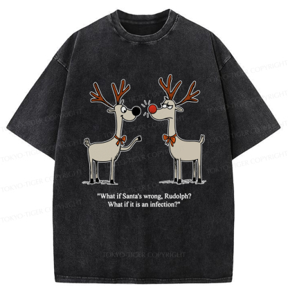 Tokyo-Tiger A Reindeer's Doubt: Rudolph's Red Nose Washed T-Shirt