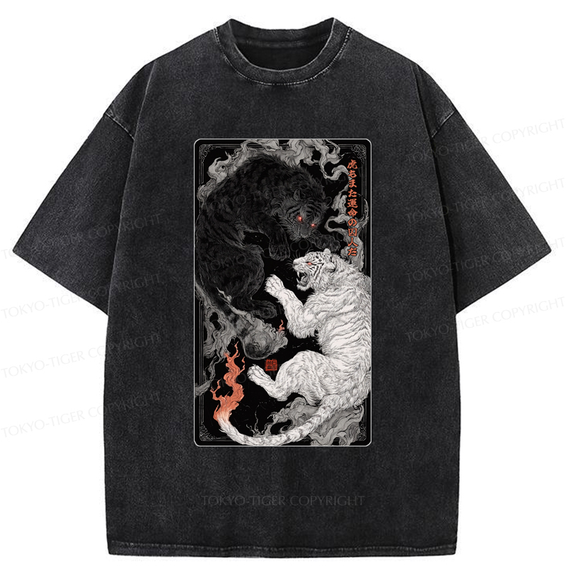 Tokyo-Tiger Tigers Locked In An Epic Battle Washed T-Shirt