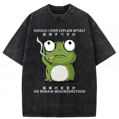 Tokyo-Tiger The Smoking Frog Of Philosophy Washed T-Shirt