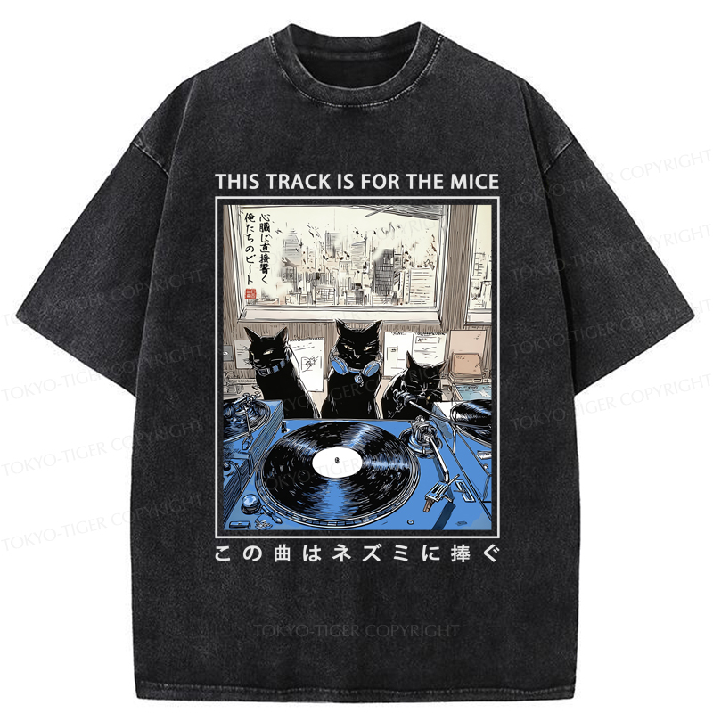 Tokyo-Tiger Three Cats Perform A Song For The Mice Washed T-Shirt