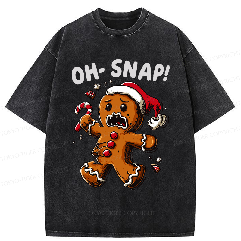 Tokyo-Tiger Oh Snap The Gingerbread Man's Christmas Chaos Washed T-Shirt