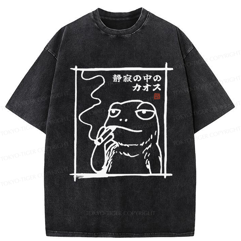Tokyo-Tiger Chaos in the Silence of the Frog Washed T-Shirt