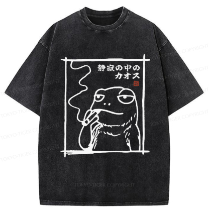 Tokyo-Tiger Chaos in the Silence of the Frog Washed T-Shirt