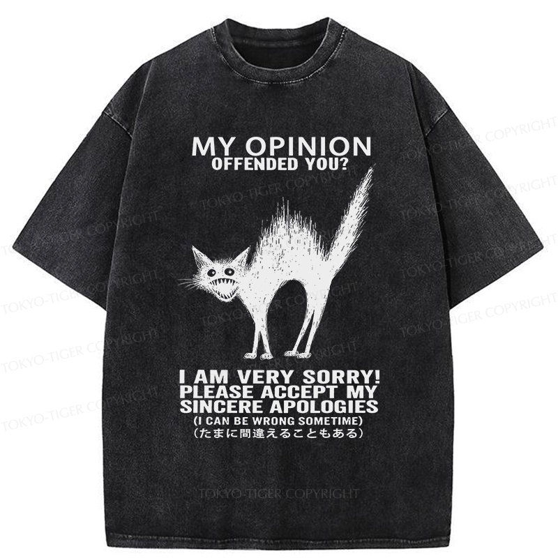 Tokyo-Tiger No Offense Cat Washed T-Shirt