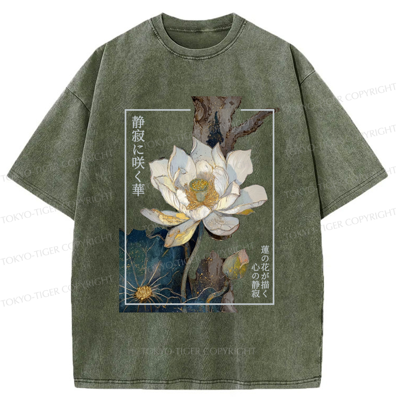 Tokyo-Tiger Blooming Lotus Japan Washed T-Shirt