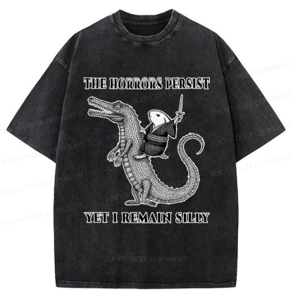 Tokyo-Tiger Samurai Rabbit Riding Crocodile Washed T-Shirt