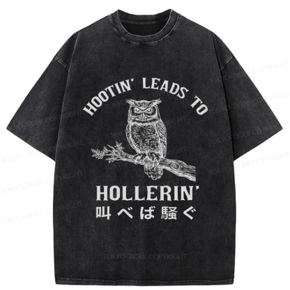Tokyo-Tiger Hootin' Leads to Hollerin' Funny Owl Washed T-Shirt
