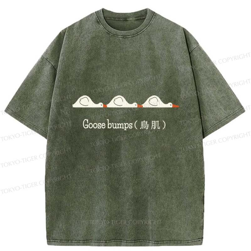 Tokyo-Tiger Funny Goose Bumps Washed T-Shirt