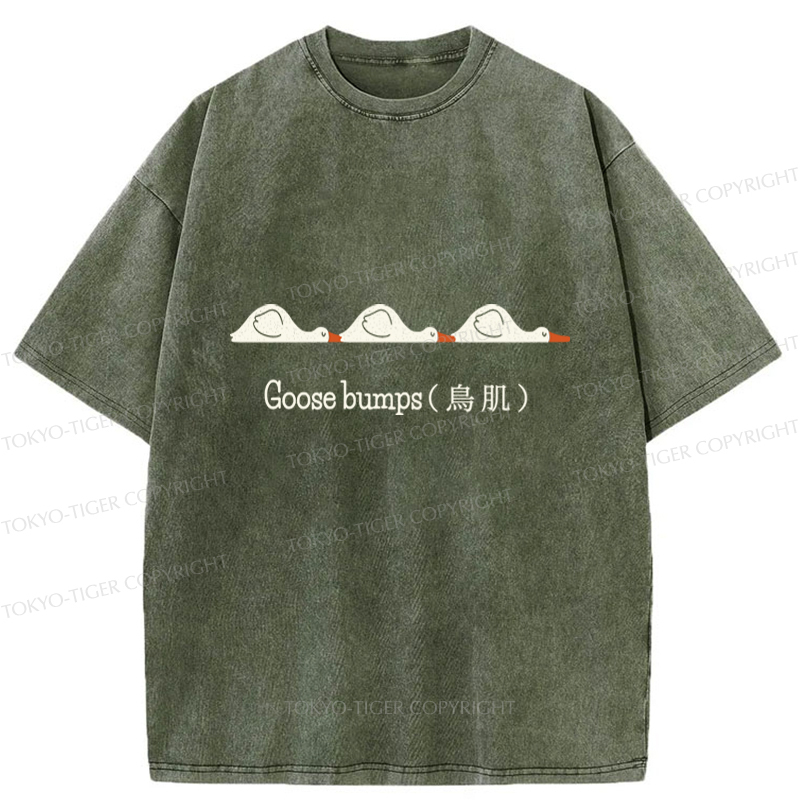 Tokyo-Tiger Funny Goose Bumps Washed T-Shirt
