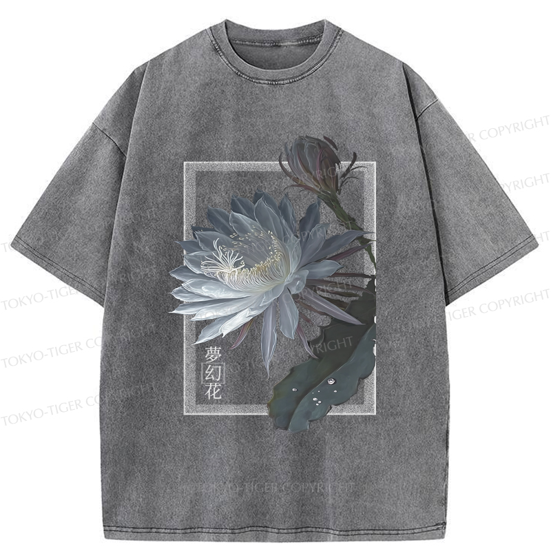 Tokyo-Tiger Japanese Hallucinogenic Epiphyllum Washed T-Shirt