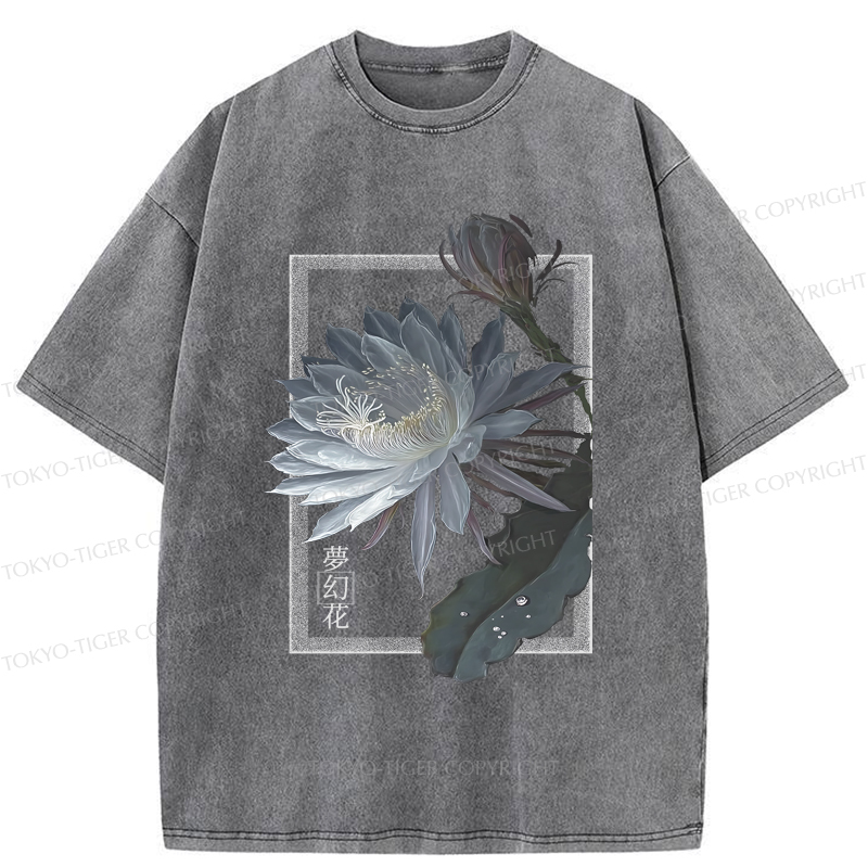 Tokyo-Tiger Japanese Hallucinogenic Epiphyllum Washed T-Shirt