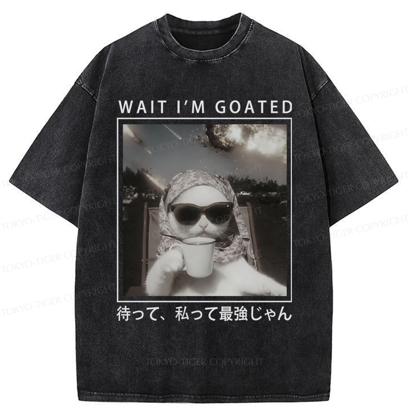 Tokyo-Tiger Elegant And Sarcastic Cat Washed T-Shirt