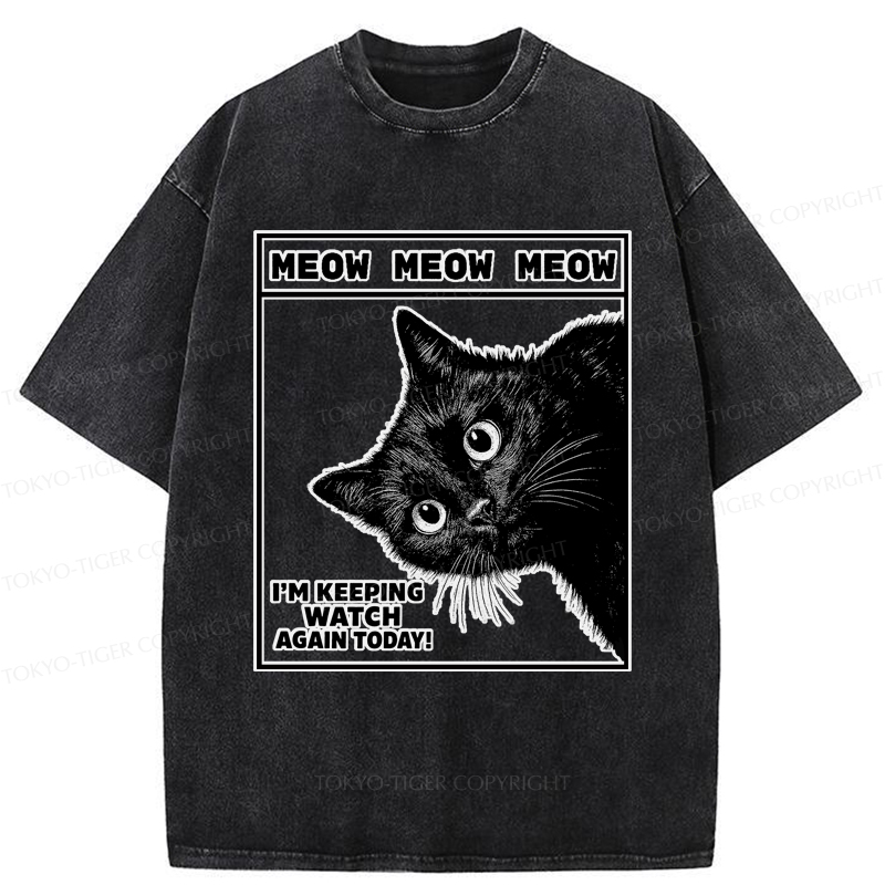 Tokyo-Tiger The cat says, 'I'm watching you.' Washed T-Shirt