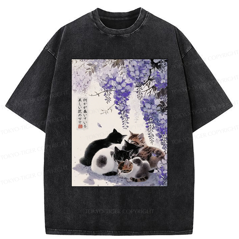 Tokyo-Tiger Cats plotting under the wisteria T-Shirt