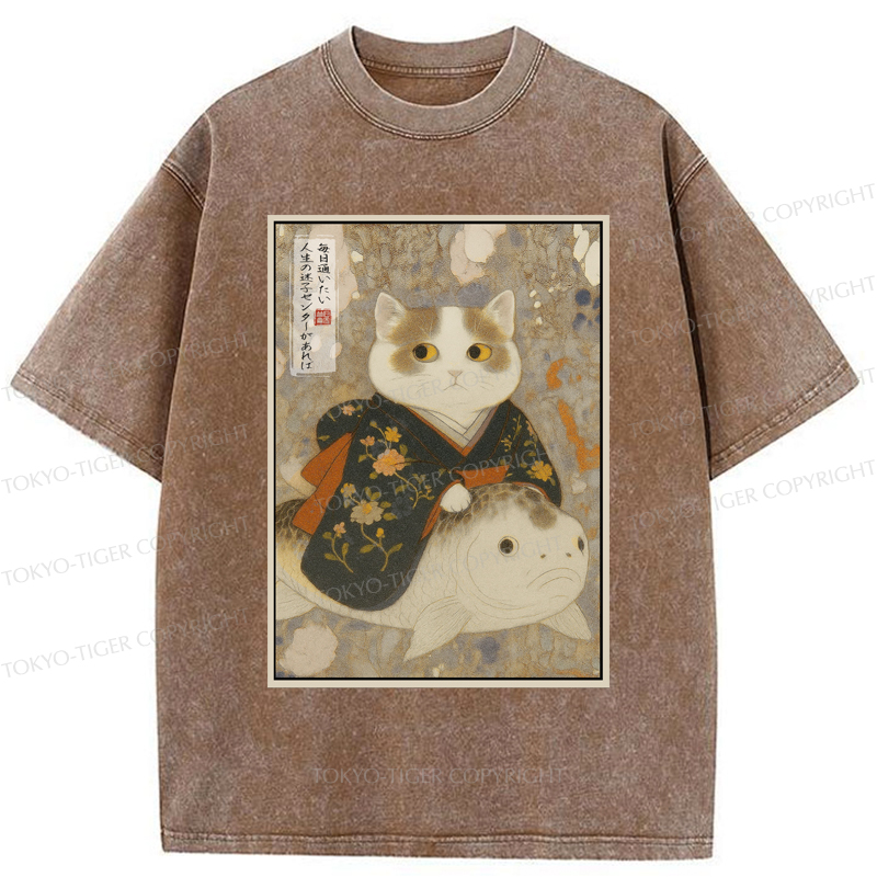 Tokyo-Tiger The Cat and the Art of Getting Lost Washed T-Shirt