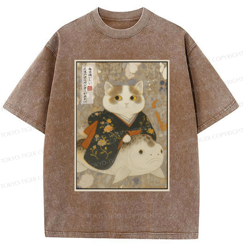 Tokyo-Tiger The Cat and the Art of Getting Lost Washed T-Shirt