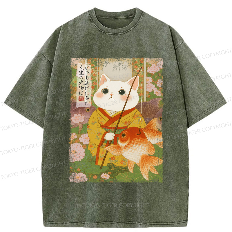 Tokyo-Tiger A Tale of Cat and Fish Washed T-Shirt