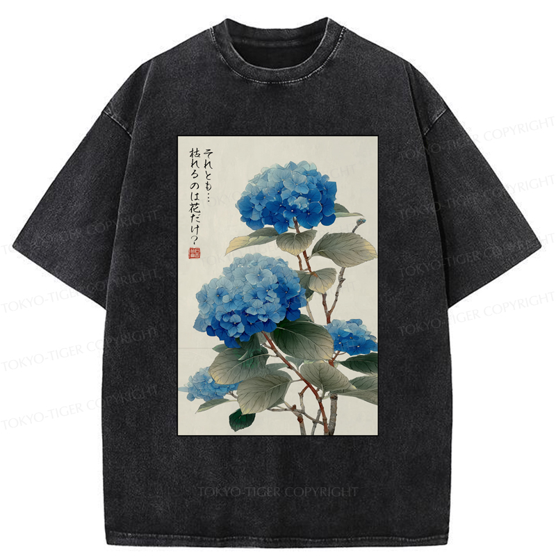 Tokyo-Tiger Hydrangeas: A Reflection of the Soul Washed T-Shirt
