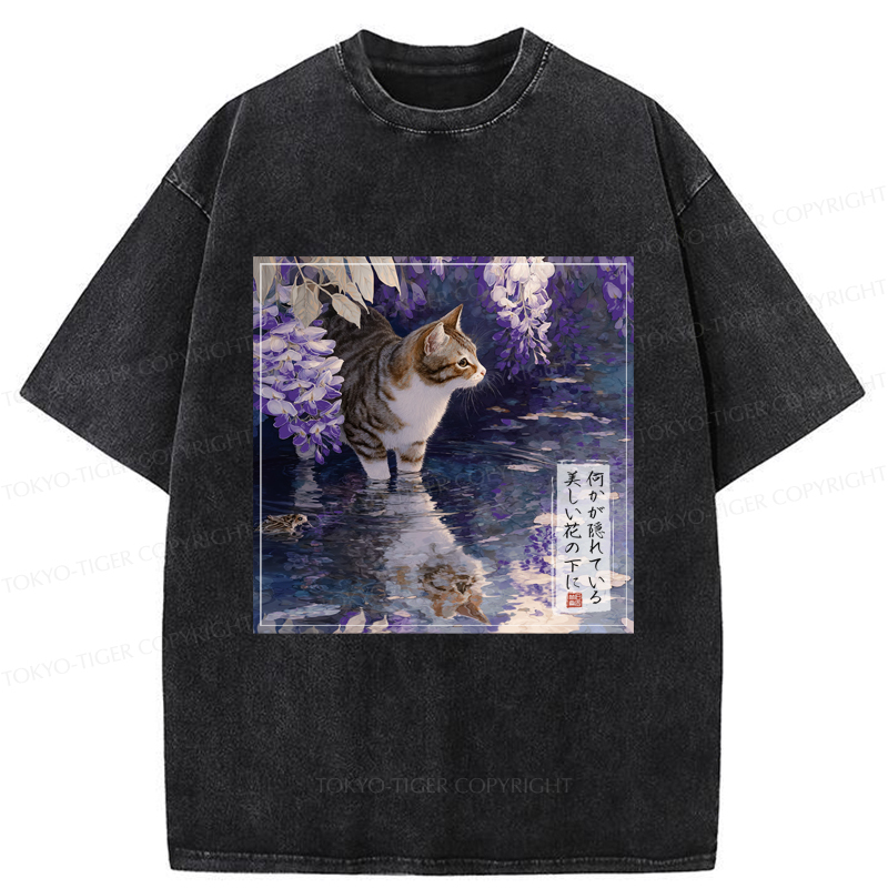 Tokyo-Tiger The Secrets of Wisteria Blooms Washed T-Shirt