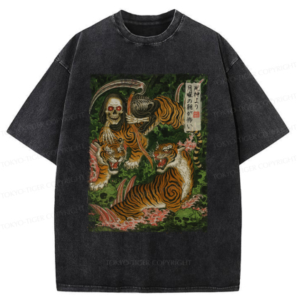 Tokyo-Tiger Death God And Tiger Washed T-Shirt