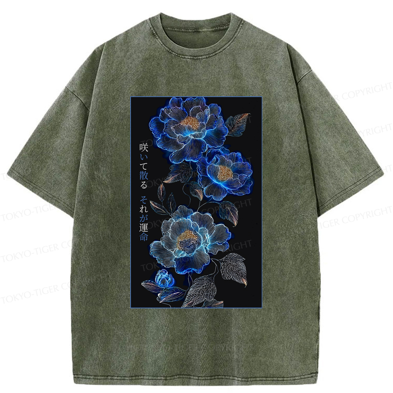 Tokyo-Tiger The Sea Of Flowers In The Darkness Washed T-Shirt
