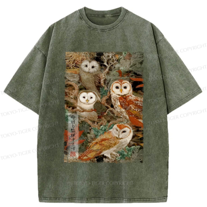 Tokyo-Tiger The Owl Is Watching You Again Today Washed T-Shirt