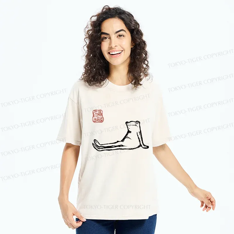 Tokyo-Tiger Resting Frog Washed T-Shirt