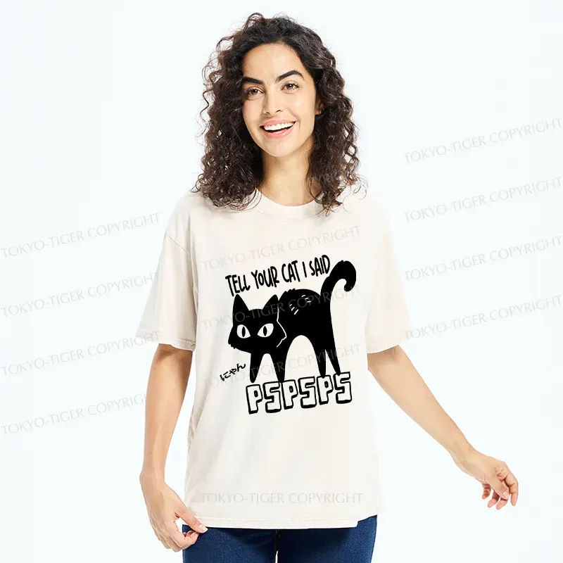 Tokyo-Tiger Attract Cats Washed T-Shirt