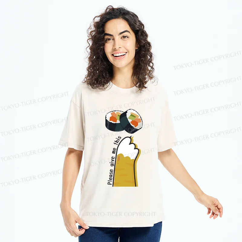 Tokyo-Tiger Please Give Me Sushi Washed T-Shirt