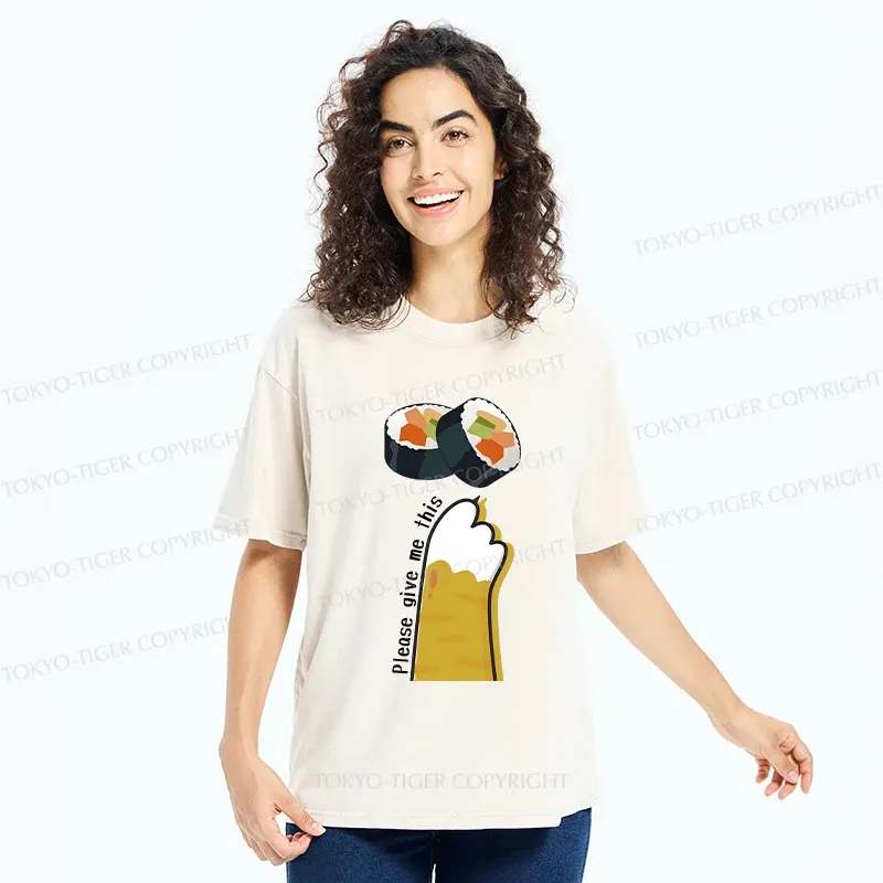 Tokyo-Tiger Please Give Me Sushi Washed T-Shirt