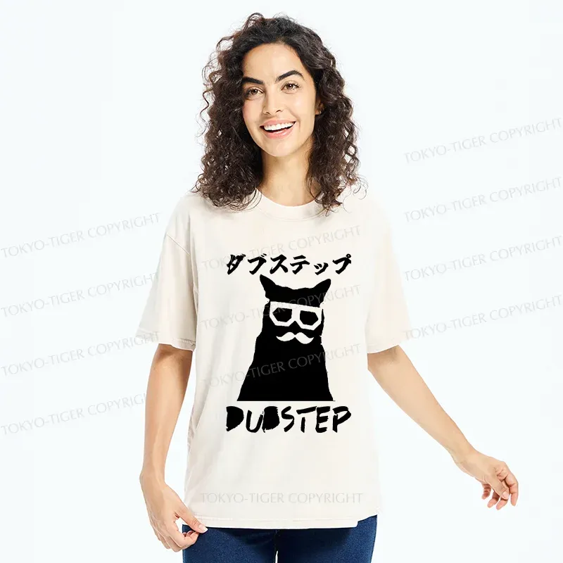 Tokyo-Tiger Dubstep Cat Washed T-Shirt