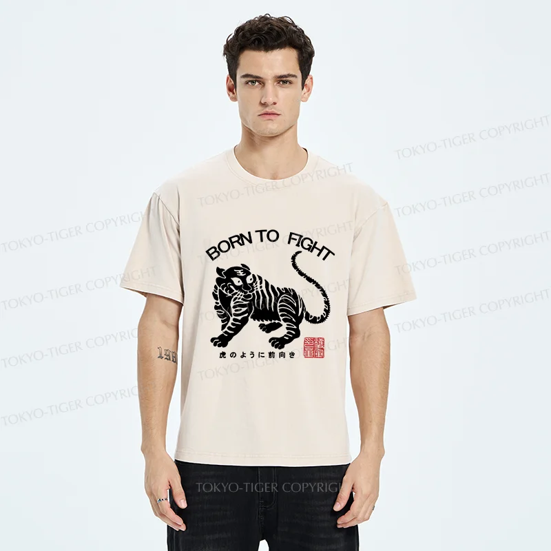 Tokyo-Tiger Retro Tiger Washed T-Shirt