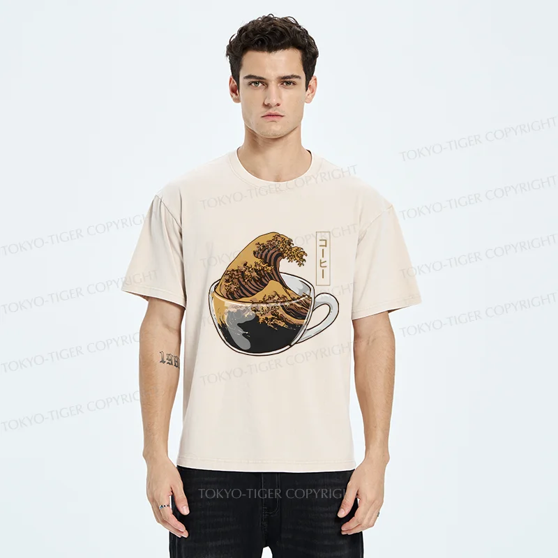 Tokyo-Tiger Coffee Wave Washed T-Shirt