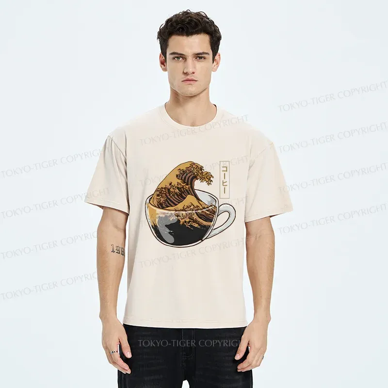 Tokyo-Tiger Coffee Wave Washed T-Shirt