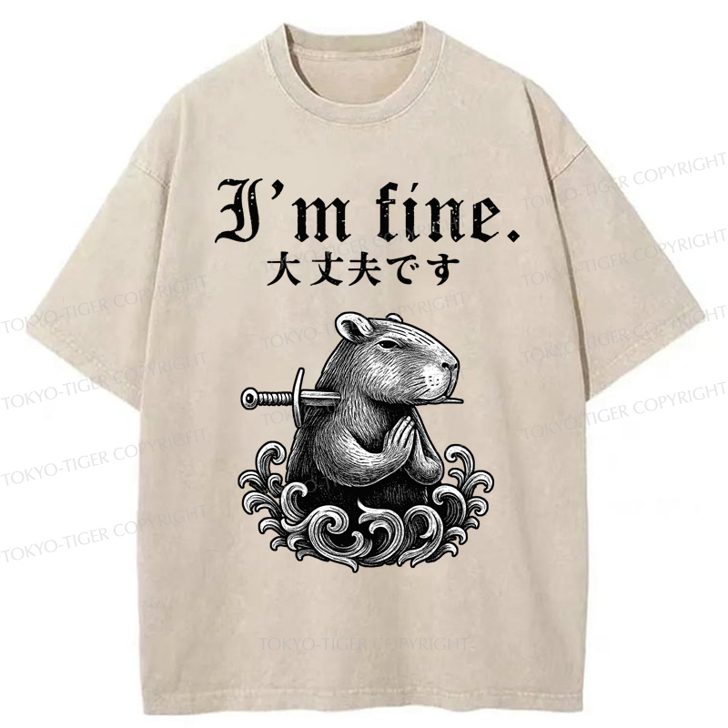 Tokyo-Tiger Capybara Is Fine Washed T-Shirt