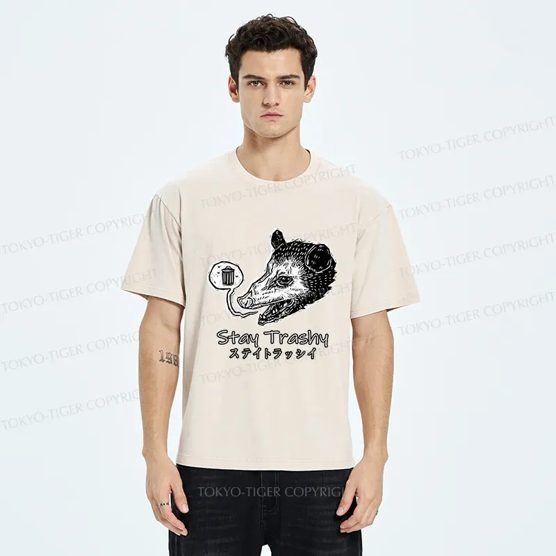Tokyo-Tiger Stay Trashy Washed T-Shirt