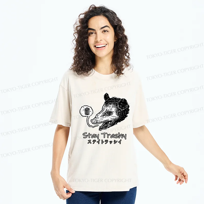Tokyo-Tiger Stay Trashy Washed T-Shirt