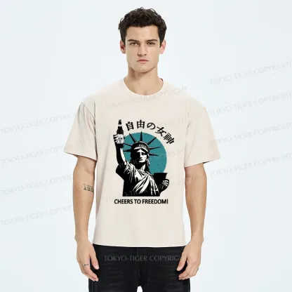 Tokyo-Tiger Statue Of Japanese Beer Washed T-Shirt