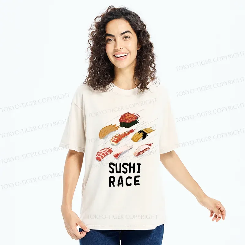 Tokyo-Tiger Sushi Competition Washed T-Shirt