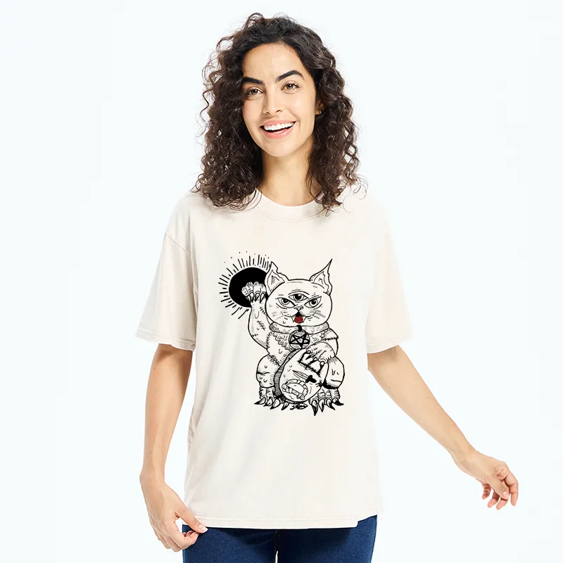 Tokyo-Tiger Evil Lucky Cat Washed T-Shirt