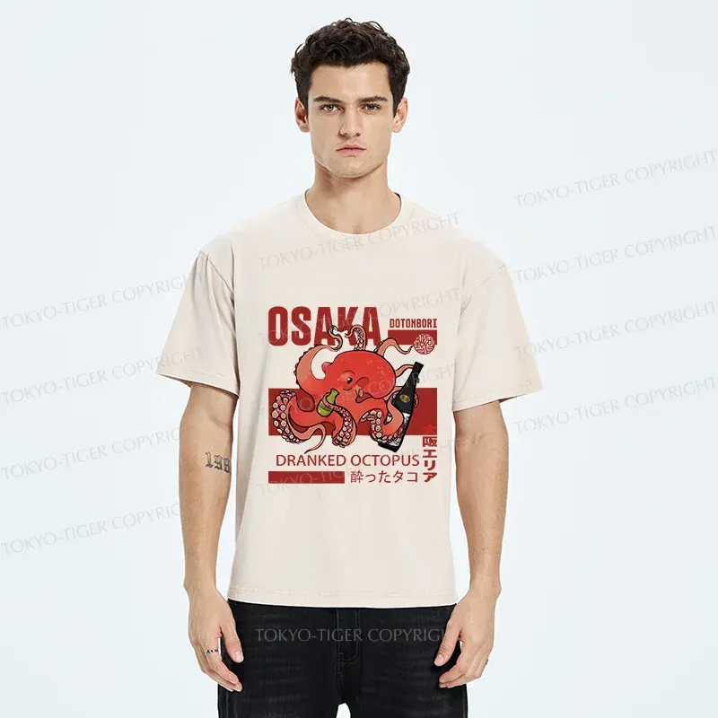 Tokyo-Tiger Osaka Cute Octopus Washed T-Shirt