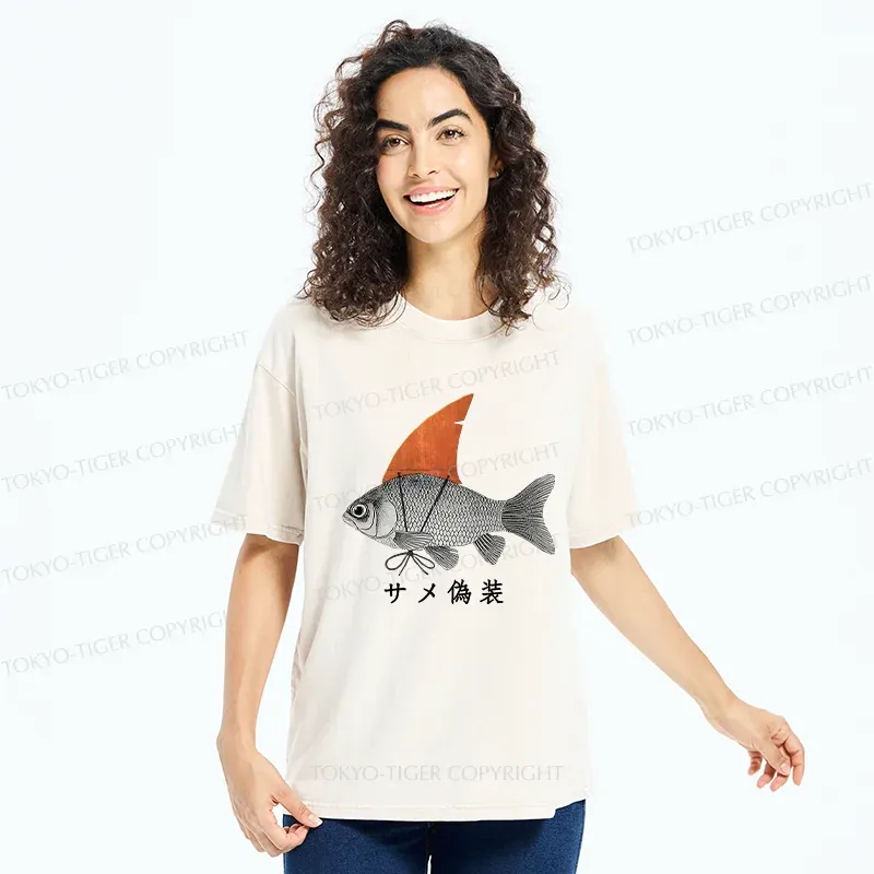 Tokyo-Tiger Fish Disguise Washed T-Shirt