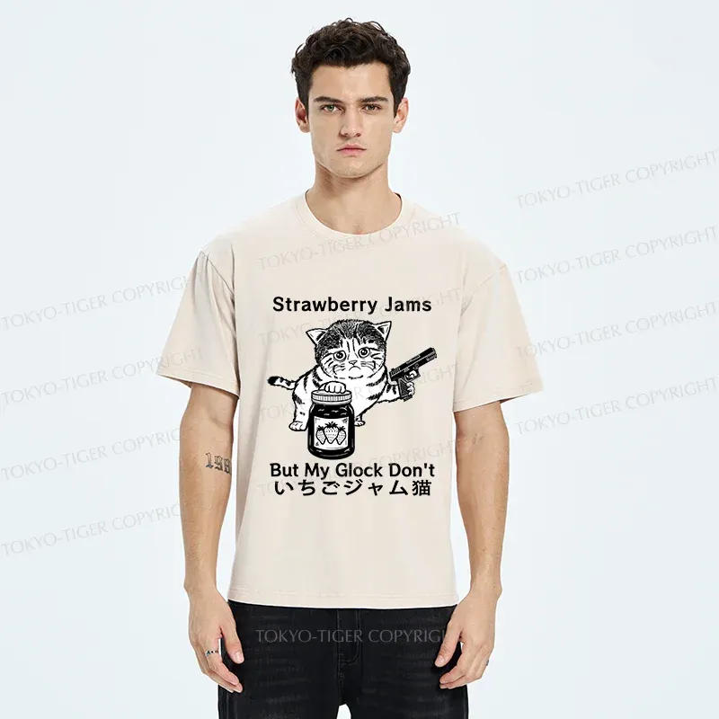 Tokyo-Tiger Strawberry Jam Cat Washed T-Shirt