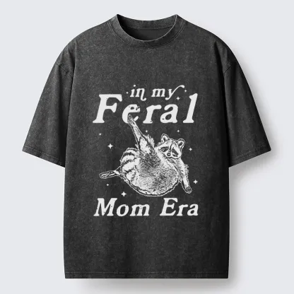 Tokyo-Tiger Feral Mom Raccoon Meme Art Washed T-Shirt